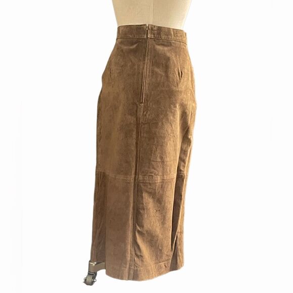 NWT Vintage Floor-Length Carmel Leather Skirt by Otello Pelle A Timeless Classic - Picture 2 of 3